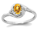 2/5 Carat (ctw) Solitaire Citrine Ring in 14K White Gold with Accent Diamonds